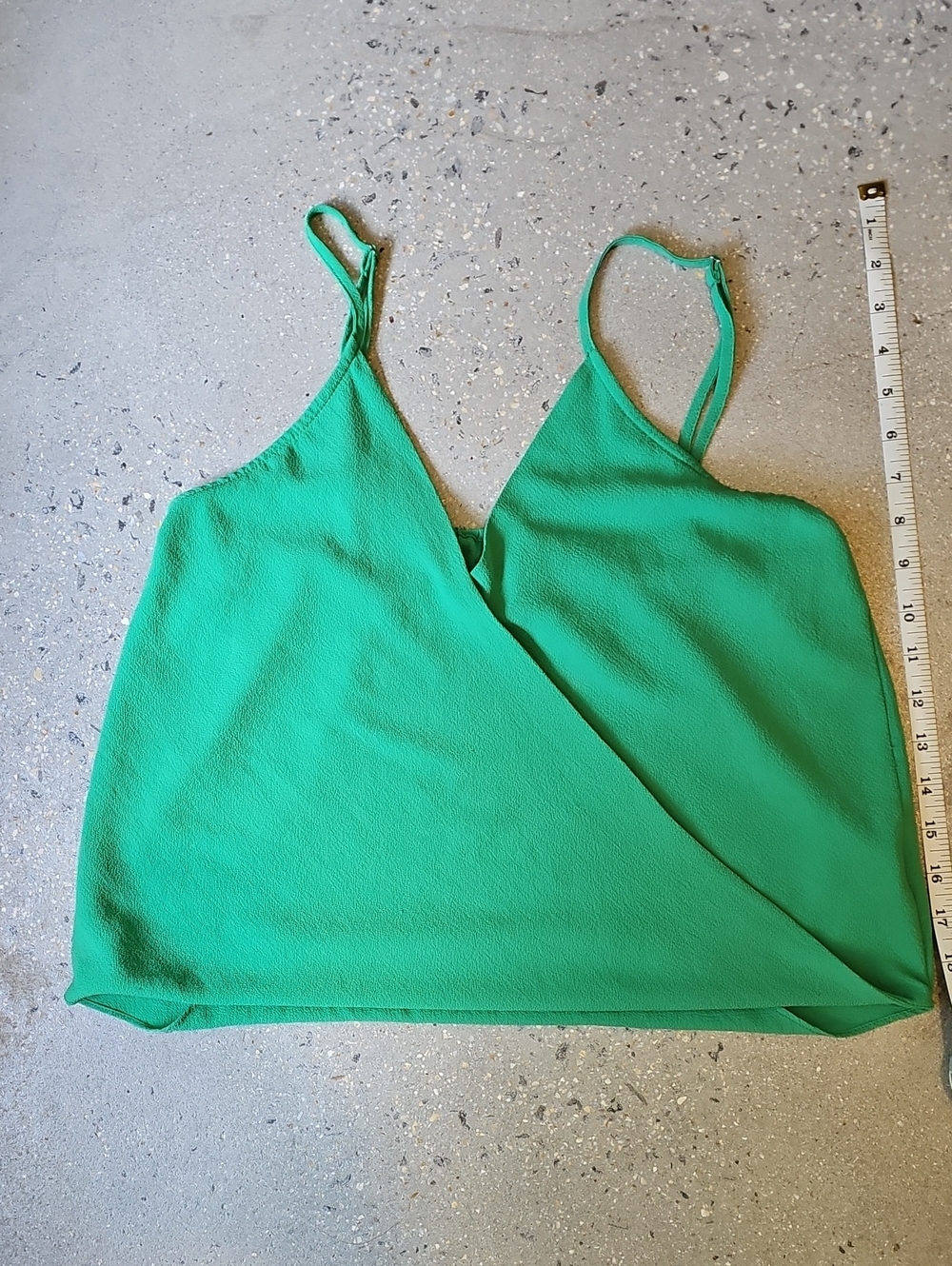 B. Original Green Spaghetti Strap Wrap Cami Top Size Medium